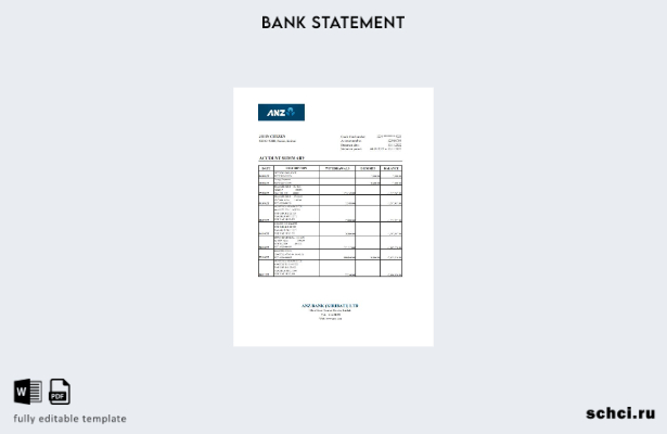 цифровая загрузка шаблона Excel банковской выписки Кирибати, ANZ